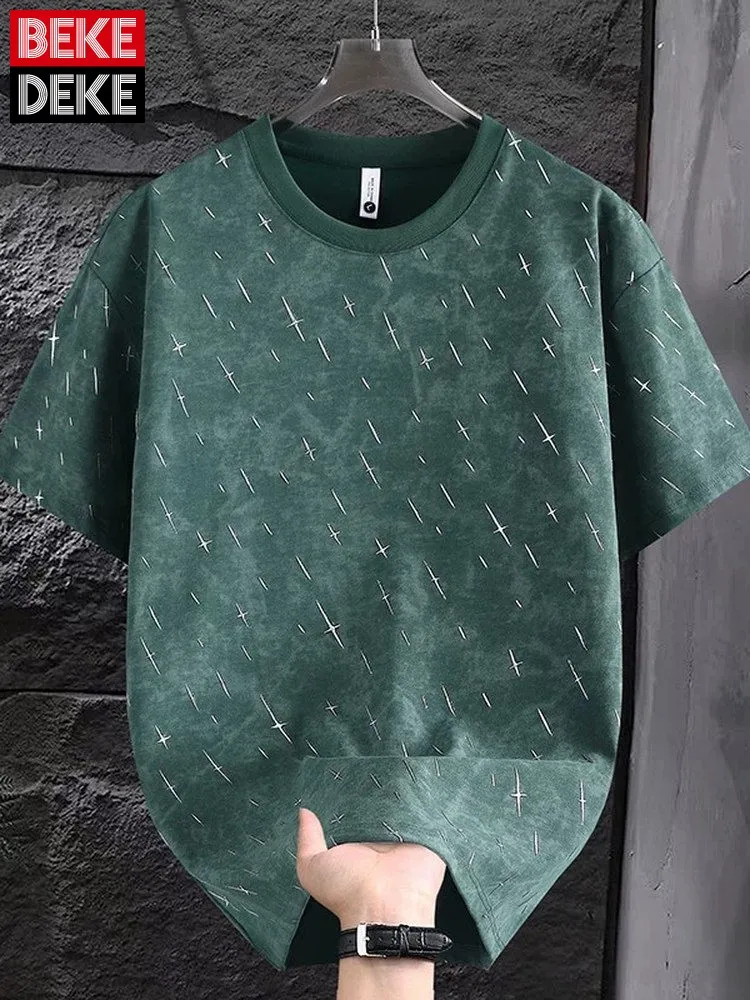 

Summer Concise Male Round Neck Short Sleeves T-Shirt Breathable Solid Color Tees Tops Comfortable Men Daily Wear Pullover