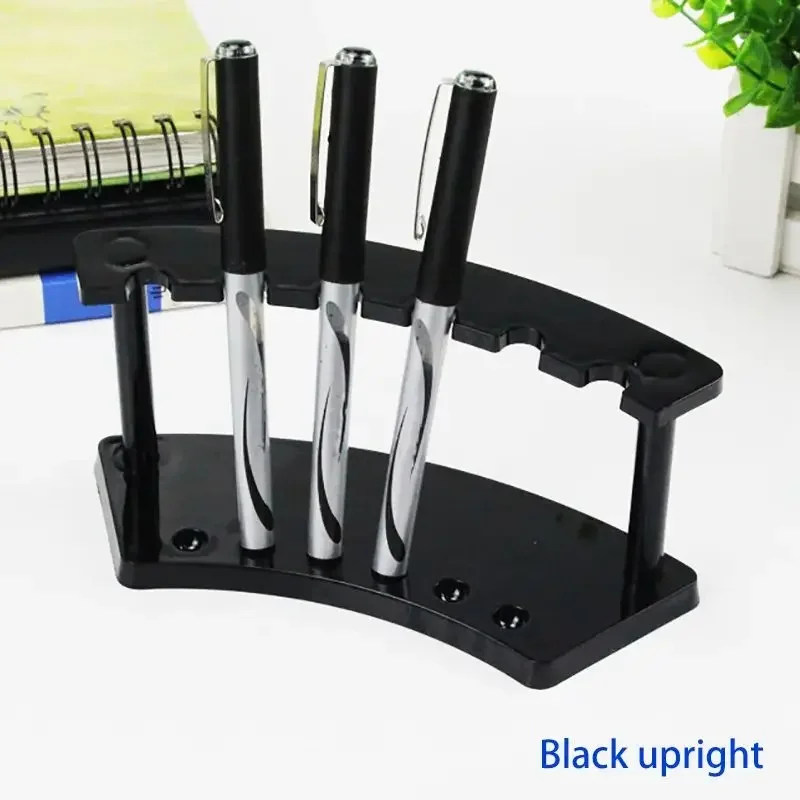 

6 Slot Plastic Pen Display Holder Stand Rack Clear Black Pen Holder Desk Organizer Erect Pen Stand for Office Desktop Supply