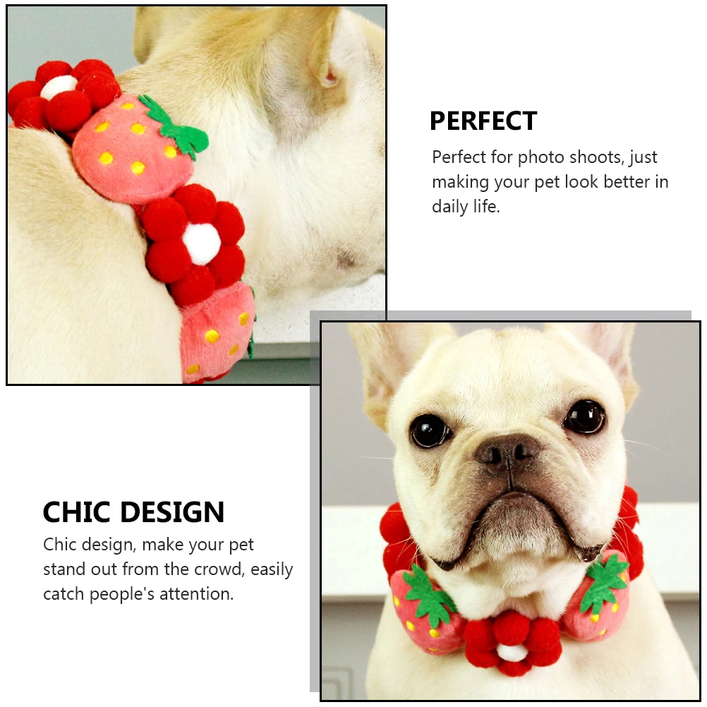 

Strawberry Flowers Pet Collar Cotton Necklace for Dogs Cats Kitten Puppy Decor Christmas Birthday Photoshoot Comfortable