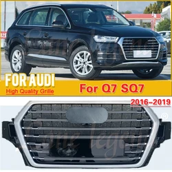 Car Front Grille For Audi Grill Silver Car Front Bumper Grill Center Grille For Audi Q7 2016 2017 2018 2019(Refit For SQ7 Style)