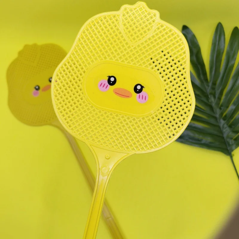 Matamoscas doméstico con diseño de pato amarillo de dibujos animados, para matar moscas y mosquitos fácilmente mediante golpes manuales.