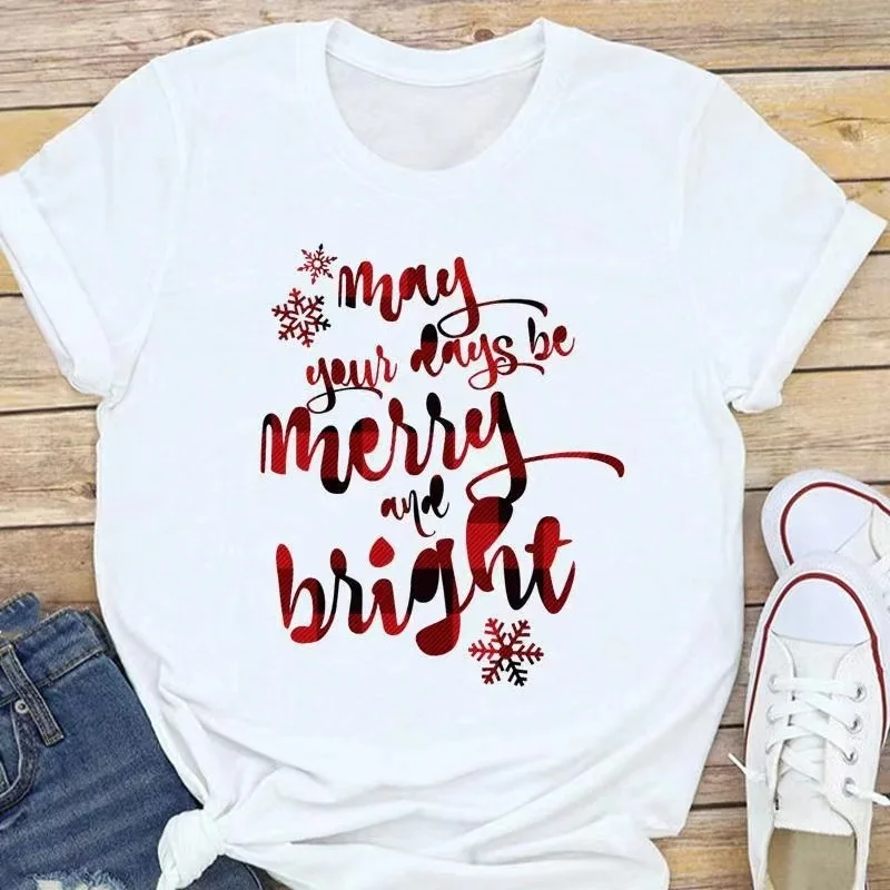 

Рождественский рождественский подарок, женская повседневная футболка с короткими рукавами и принтом, футболки с круглым вырезом и графикой