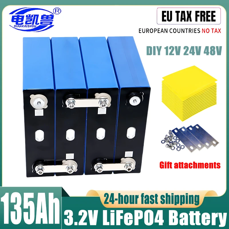 

3.2v 135ah 2024 brand new original LiFePo4 battery, used for DIY 12V 24V 48V RV camper golf cart solar LiFePo4 prismatic battery