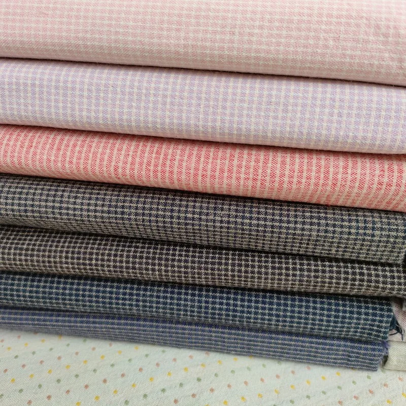 DIY bag Doll Japanese Yarn Dyed Cotton Fabric for Basic Patchwork Purse Sewing Quilting Handmade Craft Cloth 140cm*50cm
