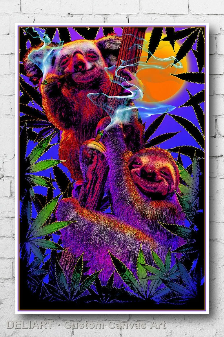 

HIGH IN THE BUSH - WEED BLACKLIGHT Canvas Poster POT MARIJUANA Custom Size Available Room Decoration Home Decor Wall Art