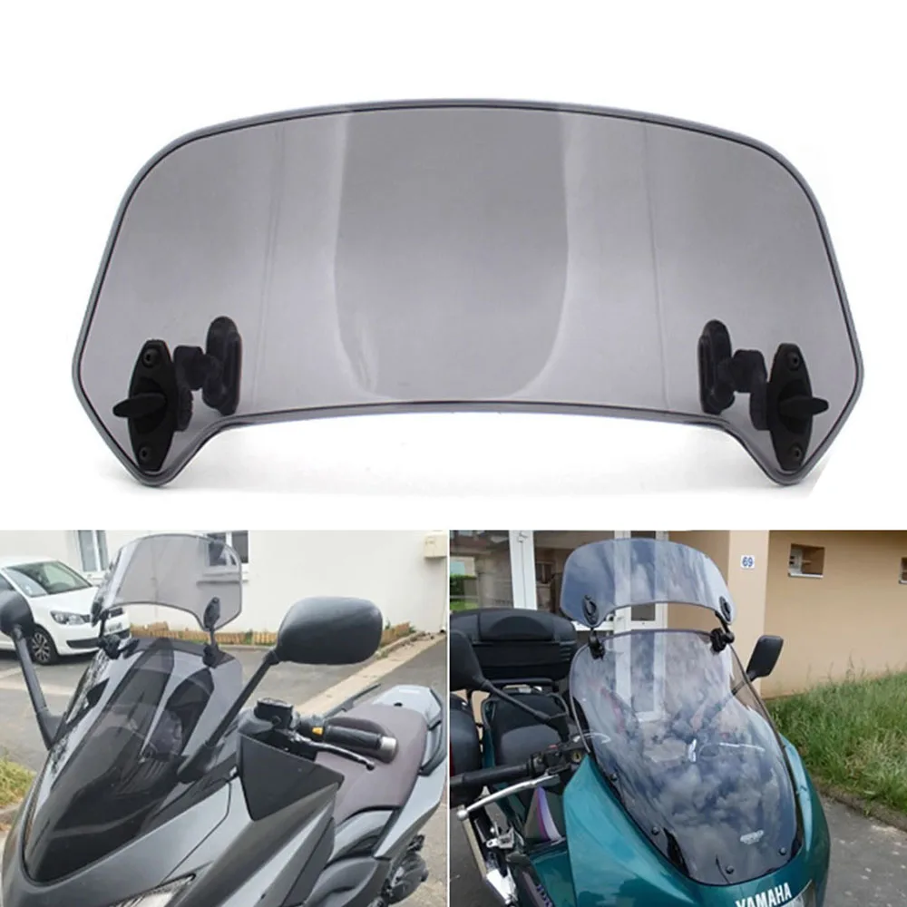 

Motorcycle Universal Windshield Extension Adjustable Spoiler Clamp-On Windscreen Deflector For BMW Kawasaki Yamaha Honda Suzuki