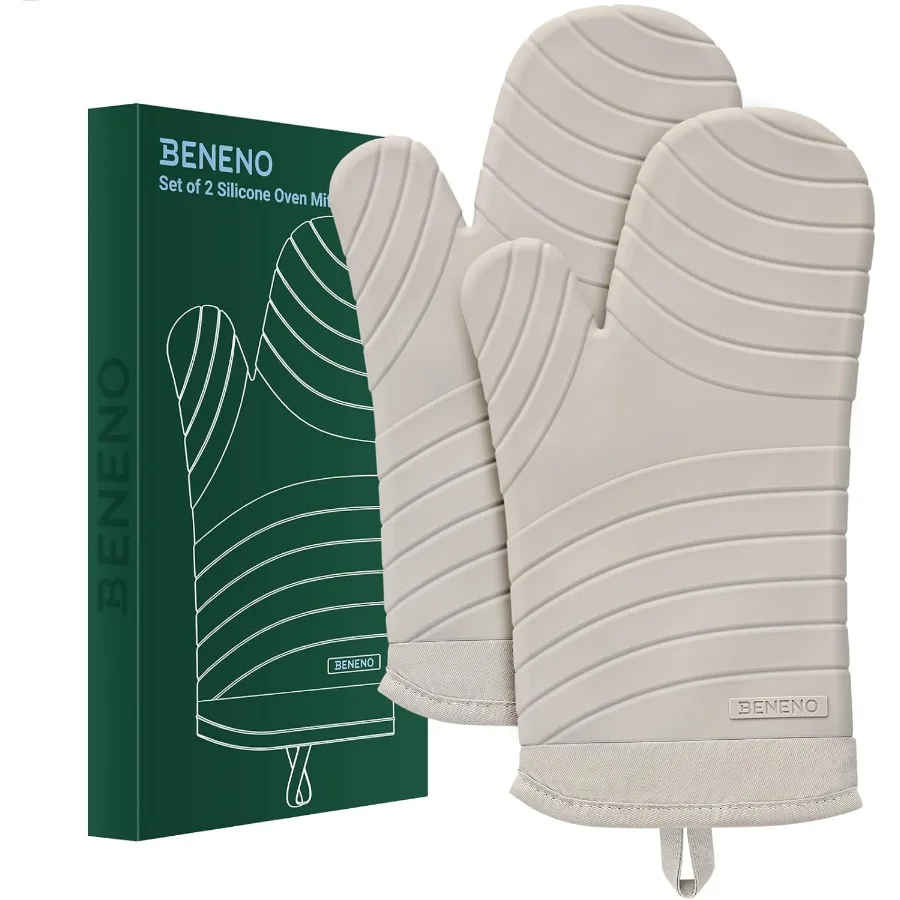 

Premium Silicone Oven Mitts 2Pack Heat Resistant Up to 500F with Soft Flexible NonSlip Grip BPAFree and Waterproof Design Featu