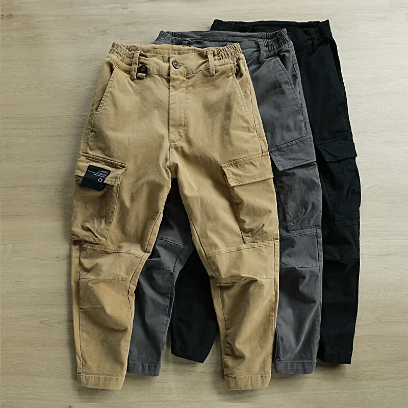 Pantalones Cargo informales para hombre, ropa de calle, Jogger con múltiples bolsillos, senderismo, verano, sólido, Harem, estilo coreano