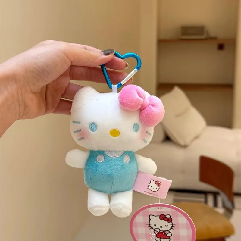 かわいいハローキティぬいぐるみキーホルダー、キュートな車のキーホルダー、スクールバッグペンダント、ぬいぐるみキーリング、プラッシュストラップドール、誕生日プレゼント