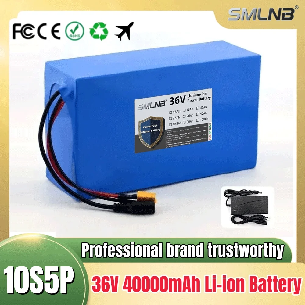 10S5P Lithium-ion Batterie Avec BMS Intégré 1000W Moteur for Electric Scooter Batterie Électrique Tricycle Électrique 36V 40Ah