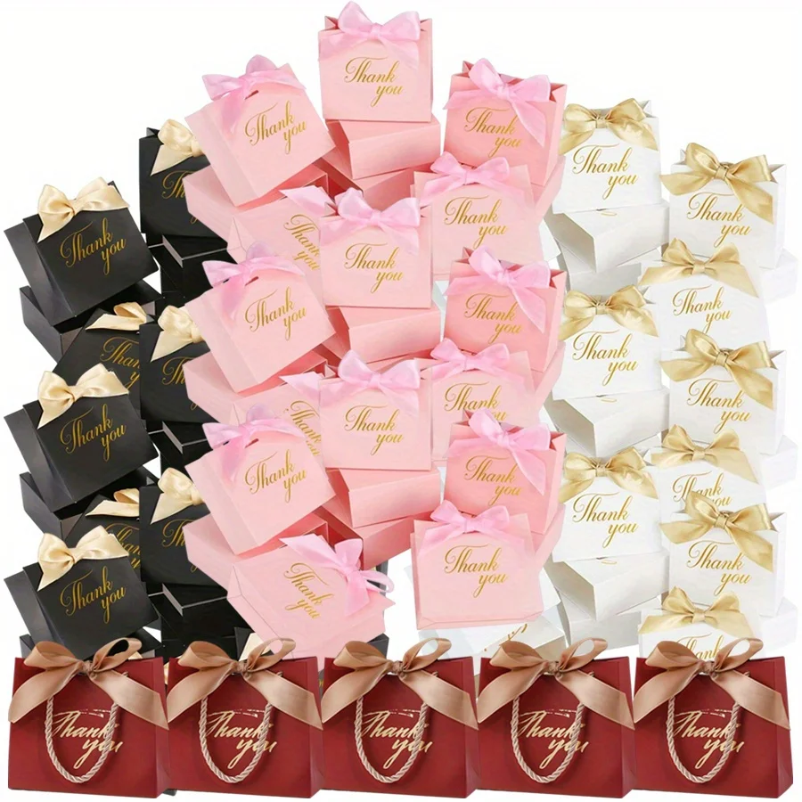 12 bolsas de regalo con asas y detalles en bronce, ideales para agradecer, disponibles en 4 colores. Perfectas como obsequio para invitados, recuerdo o bolsa de almacenamiento de papel para fiestas de cumpleaños, bodas y eventos. DDJ.