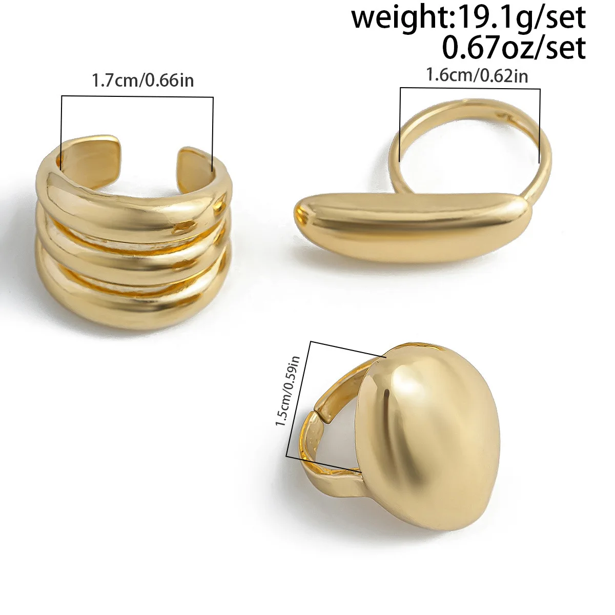 DIEZI 3pcs/set Exaggerated Metal Rings For Women Men Fashion Punk Geometric Gold Silver Color Knuckle Joint Ring Set Jewelry image 4