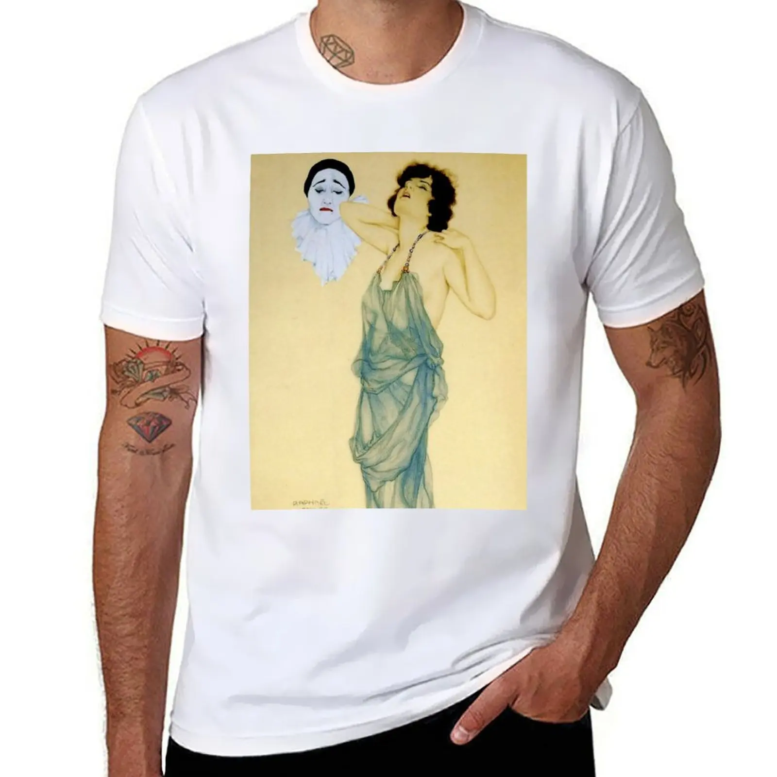 

“Pierrot and the Green Dress” by Raphael Kirchner T-Shirt g man t shirts for men man t shirts for men casual