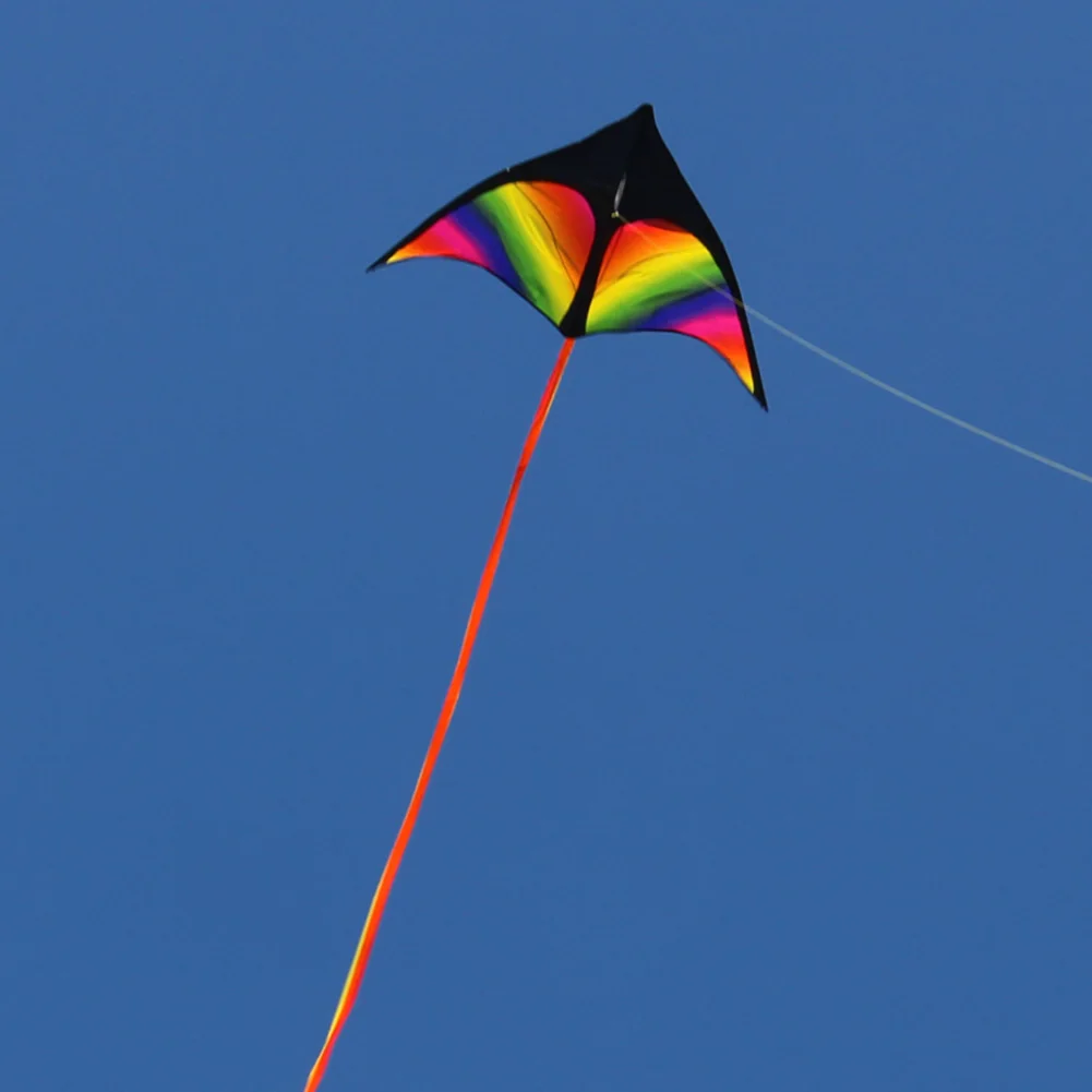 Fly Wind Kite with Wire Board 2x3m Tail Cute Rainbow Kite Easy To Fly Colorful Flight Kite Enhance Coordination for Boys Girls