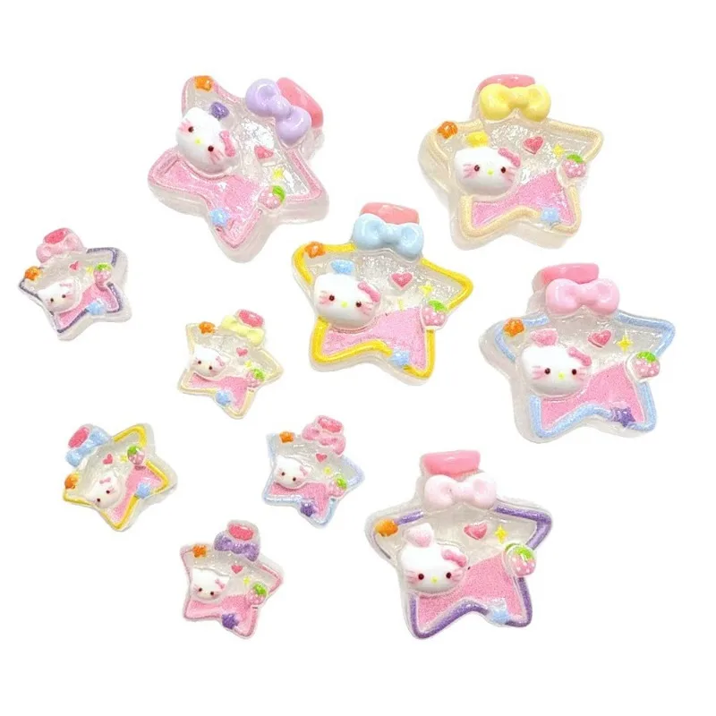 

Милые мультяшные аксессуары Hello Kitty из смолы: бутылочка желаний в форме звезды, крем-клей, для рукоделия, заколки для волос, украшения для обуви с отверстиями