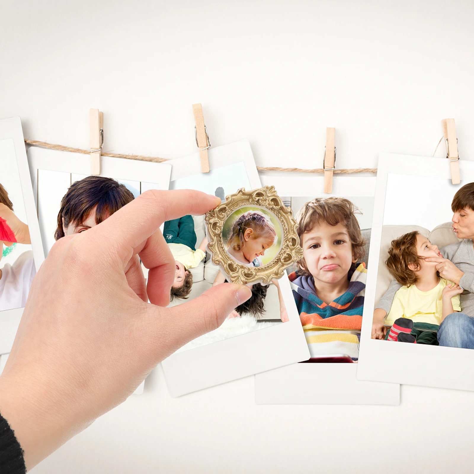 

10pcs Vintage Resin Picture Frames Mini Decorative Photo Frame Diy Crafts Props Small Desktop Ornament Phone Case Accessories