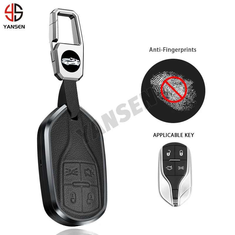 

2024 New Aluminium Alloy Leather Remote Key Cover Case For Maserati Levante Ghibli Quattroporte GT Granturism GranCabrio