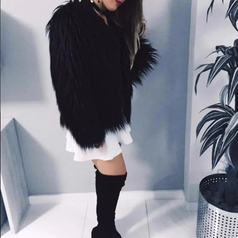 Winter New Faux Fur Coat Women Jacket Female Fuzzy Fur Coat Winter Thick Warm Fluffy Artificial Fur Casual Jacket Outerwear