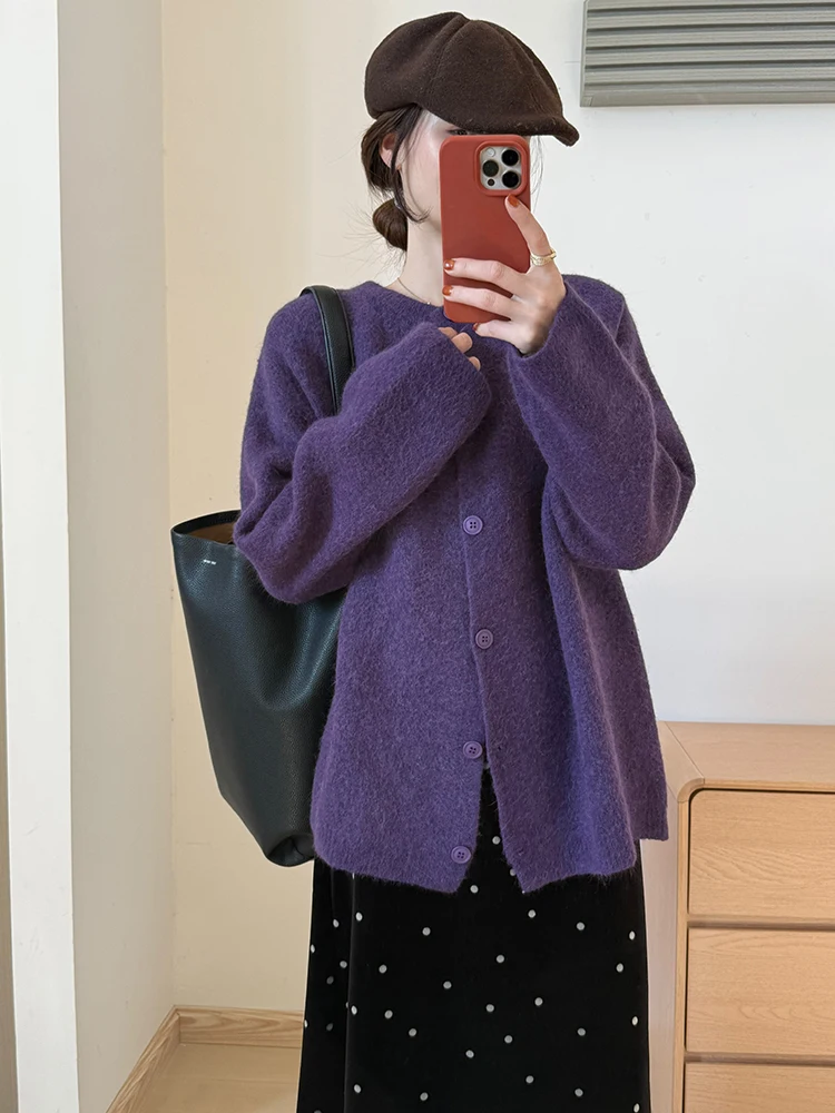 

Весенний кардиган-свитер в корейском стиле, повседневный, свободный, стройнящий, с пуговицами, вязаный, мягкий, с длинными рукавами, круглый вырез