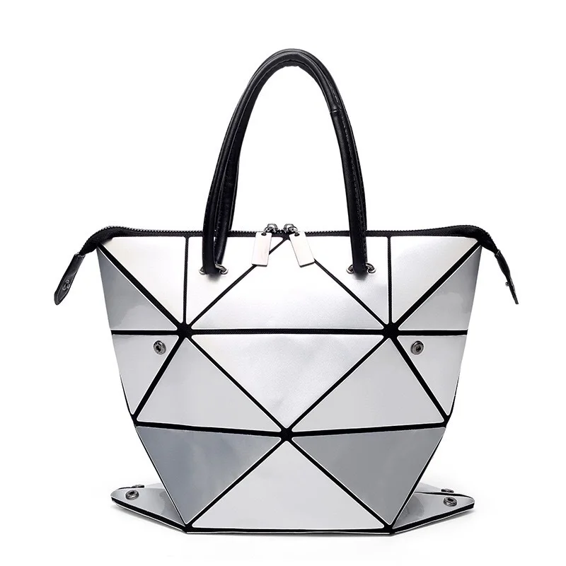 Leisure and environmentally friendly handbag, versatile folding shoulder bag, patent leather geometric diamond bag