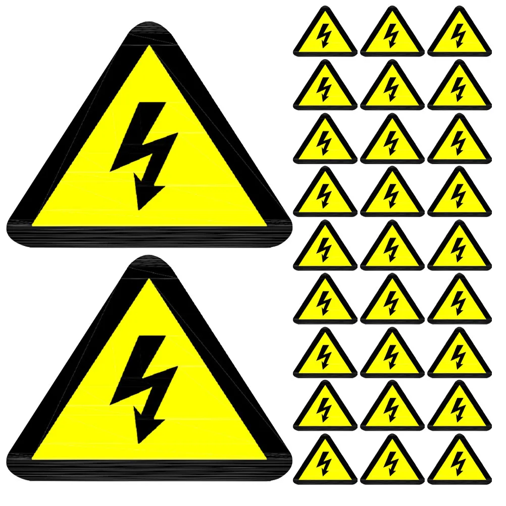 

100Pcs High Voltage Warning Stickers Clear Design Yellow Triangle Safety Labels 5x5cm Electrical Box Warning Signs for Personal