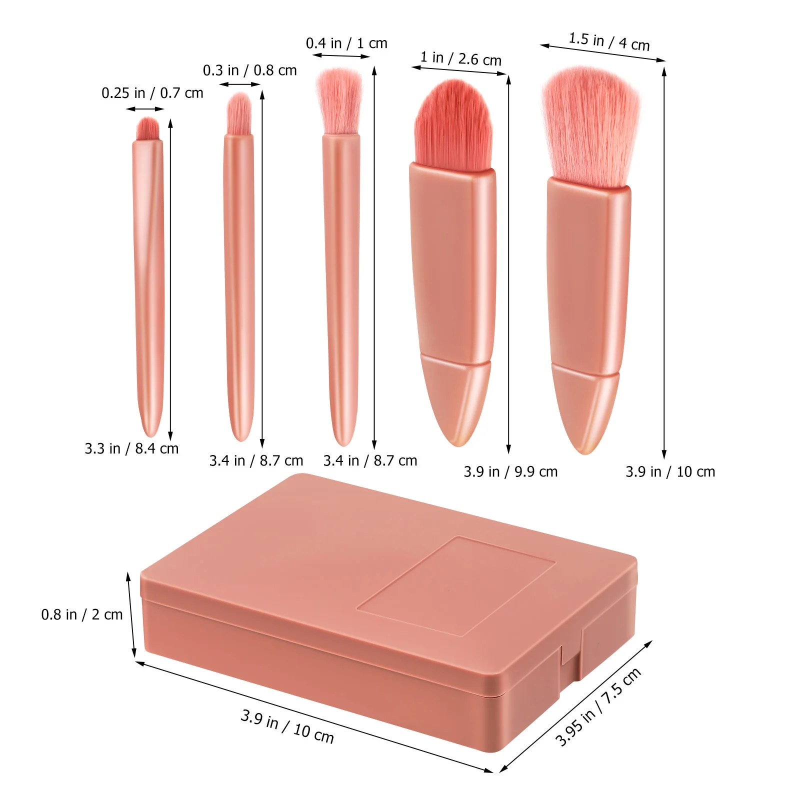 Juego de brochas de maquillaje de tamaño de viaje, Kit de brochas portátiles, base, sombra de ojos, polvo suelto, corrector, colorete, 1 Juego