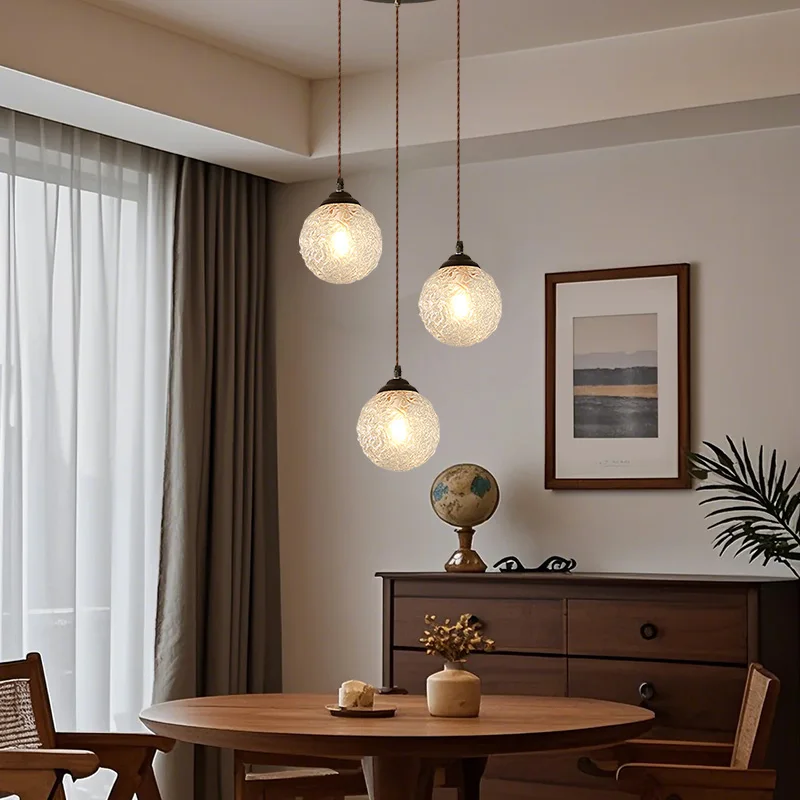 Nordic Style Iron Art Glass Chandelier Simple Modern Dining Room Dimmable Creative Light Luxury Three Head Table Decoration Lamp