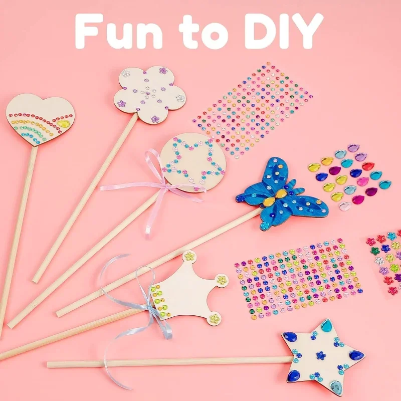 10pcs/pack Unfinished Wood Princess Fairy Wand DIY Fun Party Supplies for Birthday Parties Gift Craft Activity