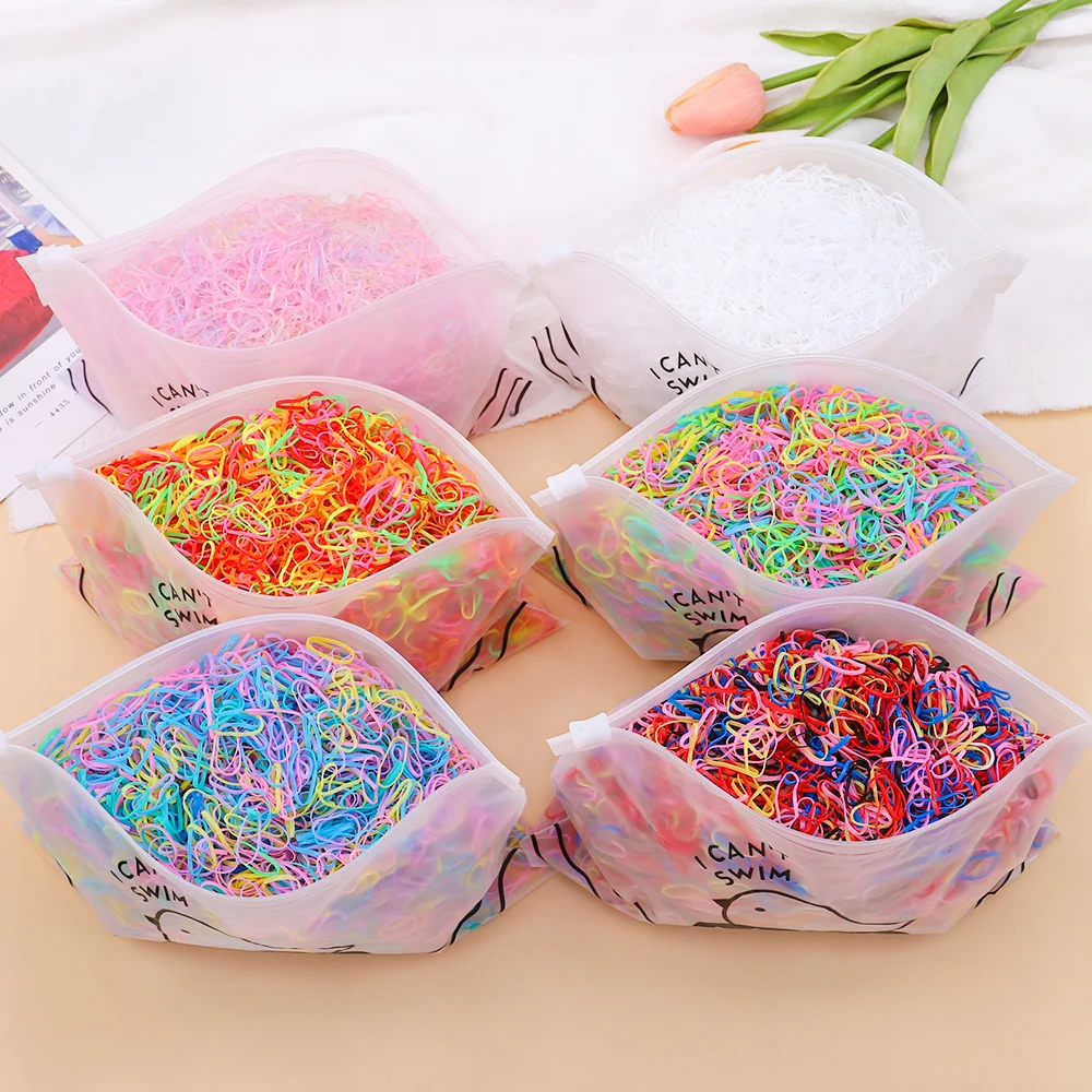 500pcs Girls Colourful Disposable Rubber Band Hair Ties Headband Children Ponytail Holder