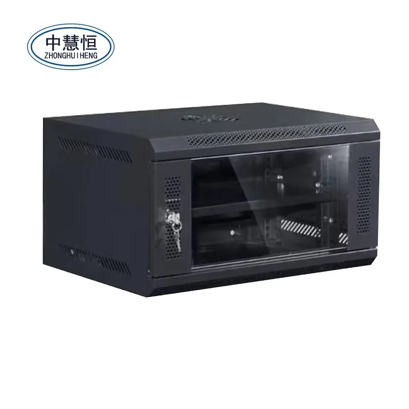 Network Server Rack Wall Mounted Network Cabinet 6u 19 Inch 550 * 400 * 300mm Network Rack Glass Door