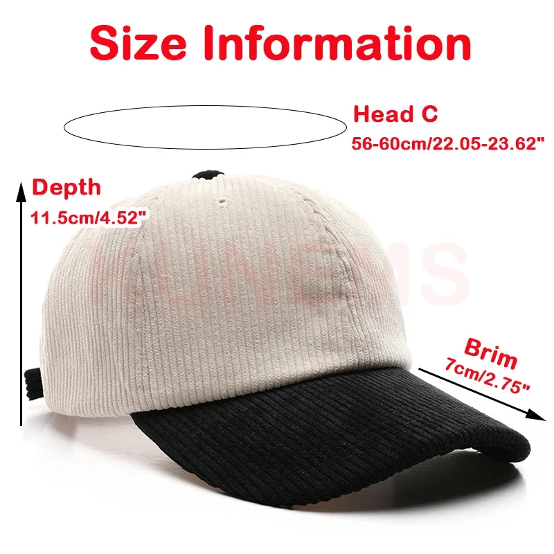 KUNEMS DIY Custom Baseball Cap for Men and Women Autumn and Winter Corduroy Patchwork Print Embroidery Hat Wholesale Unisex