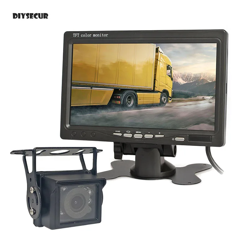 DIYSECUR DC 12 В-24 В 7-дюймовый TFT ЖК-резервный автомобильный монитор 4-контактный ИК-камера ночного видения CCD заднего вида для автобуса, домашней лодки, грузовика