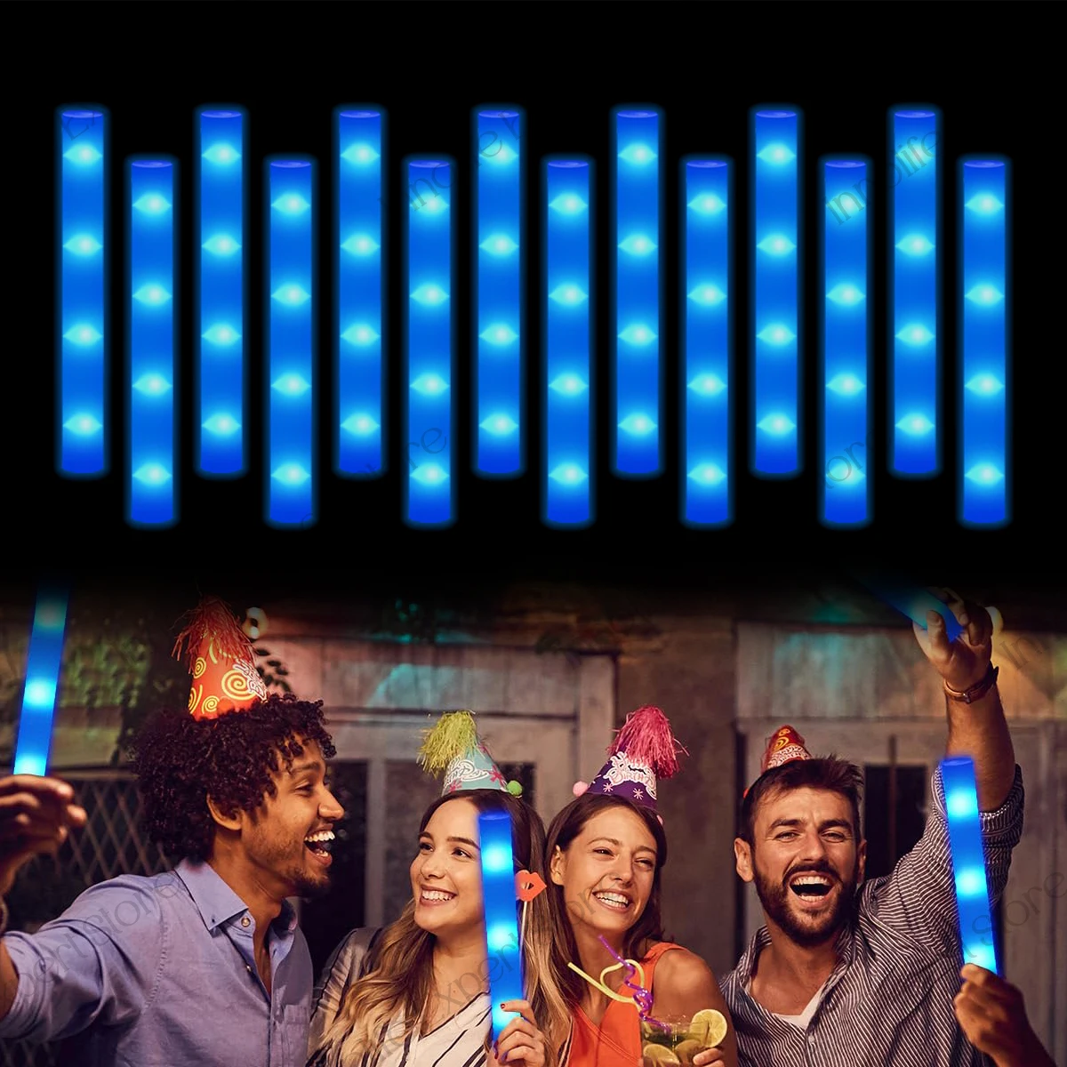 400-30 STKS LED Foam Glow Sticks Glow Party Supply met 3 modi Glow Stick voor bruiloft voor verjaardag Concert Halloween Kerstmis
