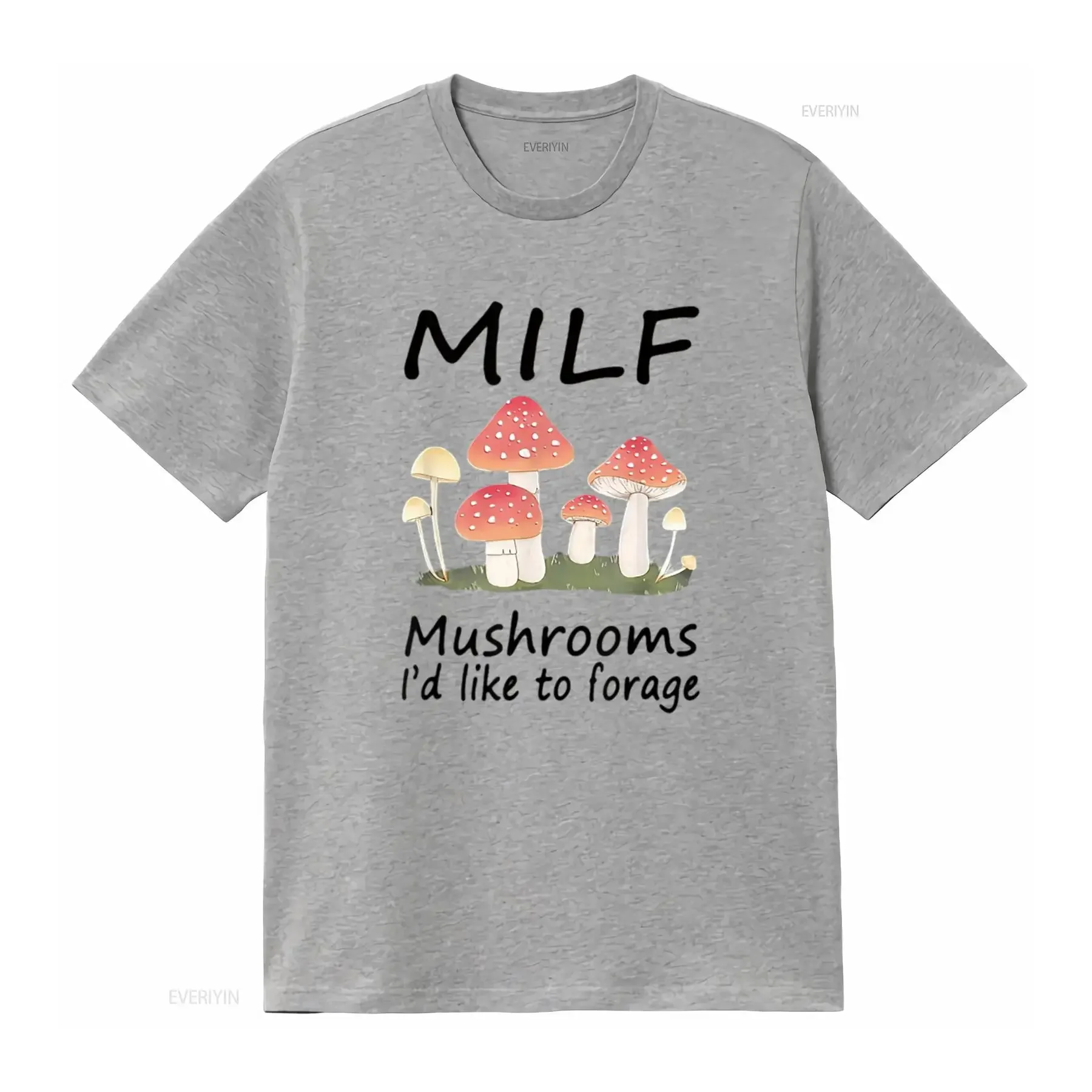 M I L F الفطر d Like To Forage الملابس النسائية تي شيرت أبيض عتيق مغسول مريح للتنفس ناعم أنيق أوم