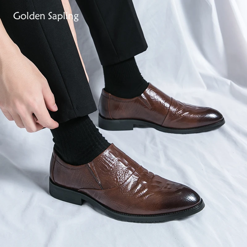 Golden Sapling Dress Shoes Fromal Flats Casual Business Loafers Man Fashion Party Footwear Comfortable Wedding Men's Oxfords