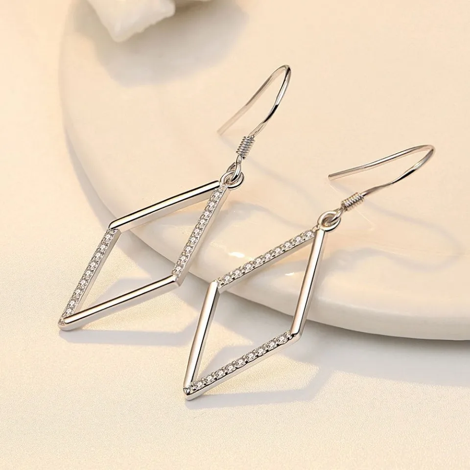 S925 Sterling Silver Female Big Earring White Zircon Long Dangle Earring for Women Girl Family Party Fine Jewelry Earrings
