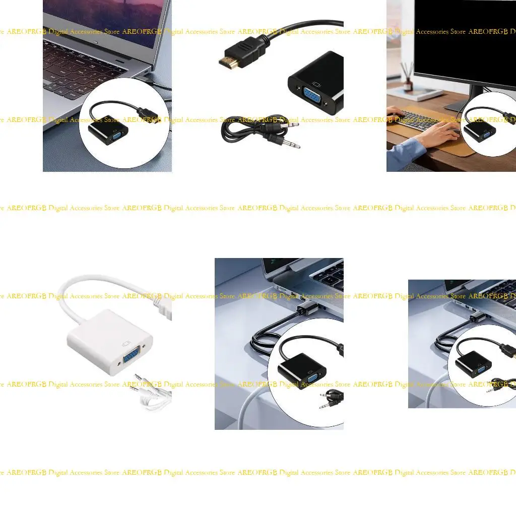 

E21E Высокое разрешение 1080p HDMIS для VGA -адаптеров с выводом аудионов для офисов и домов используют соединение с простой