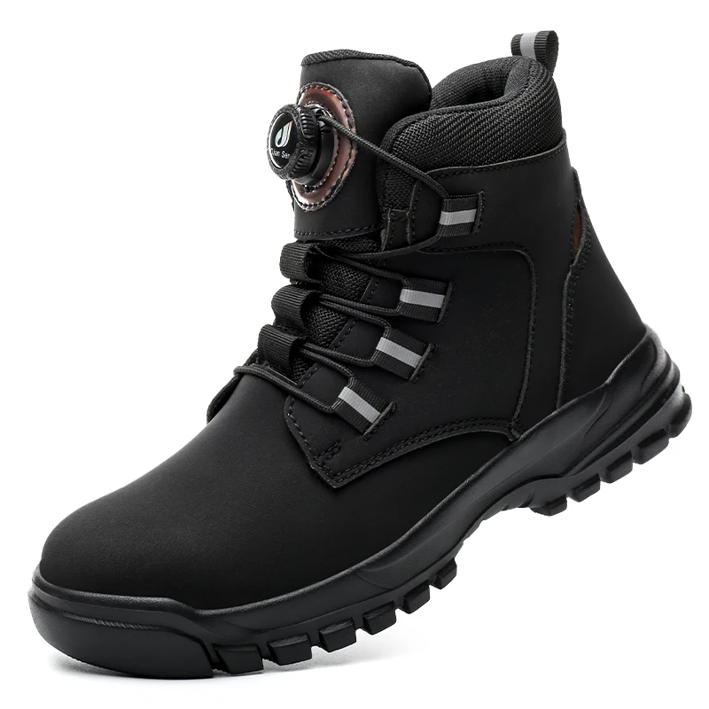 Wasserdichte Männer Arbeit Botas Sicherheit Stahl Kappe Unzerstörbare Schuhe Anti-smash Kevlar Einlegesohlen Rotierenden Knopf Industrielle Stiefel