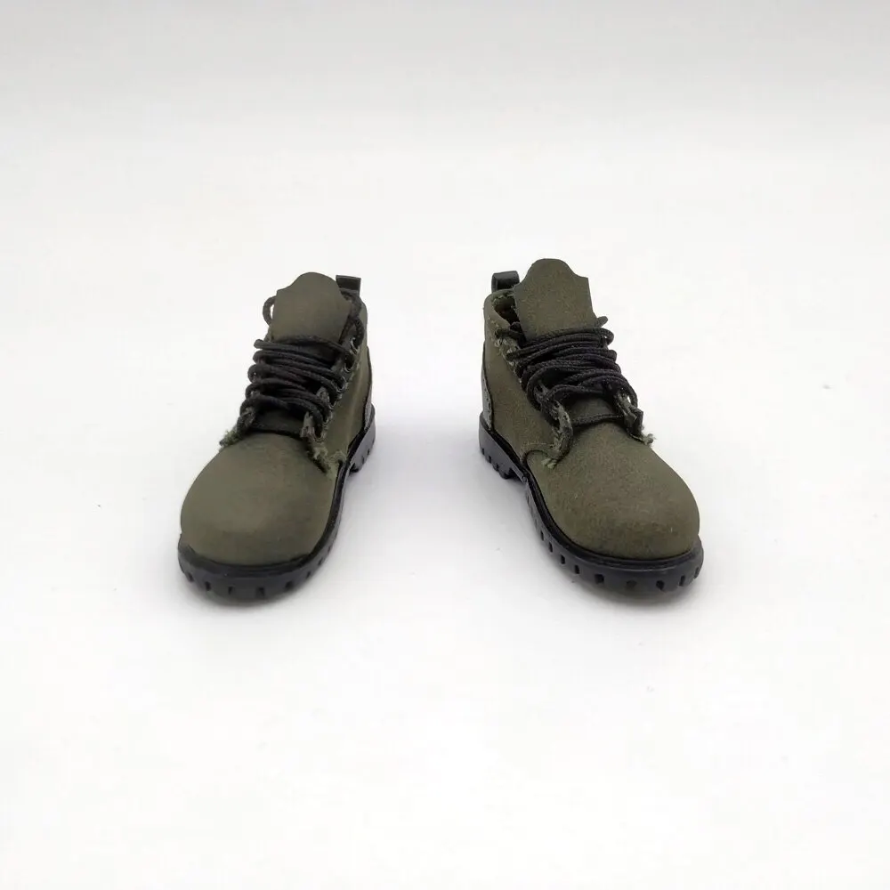Donkergroene canvas gevechtslaarzen 1/6 schaal mannelijke soldaat jungle casual stevige schoenen model voor 12 inch speelgoedfiguren pop