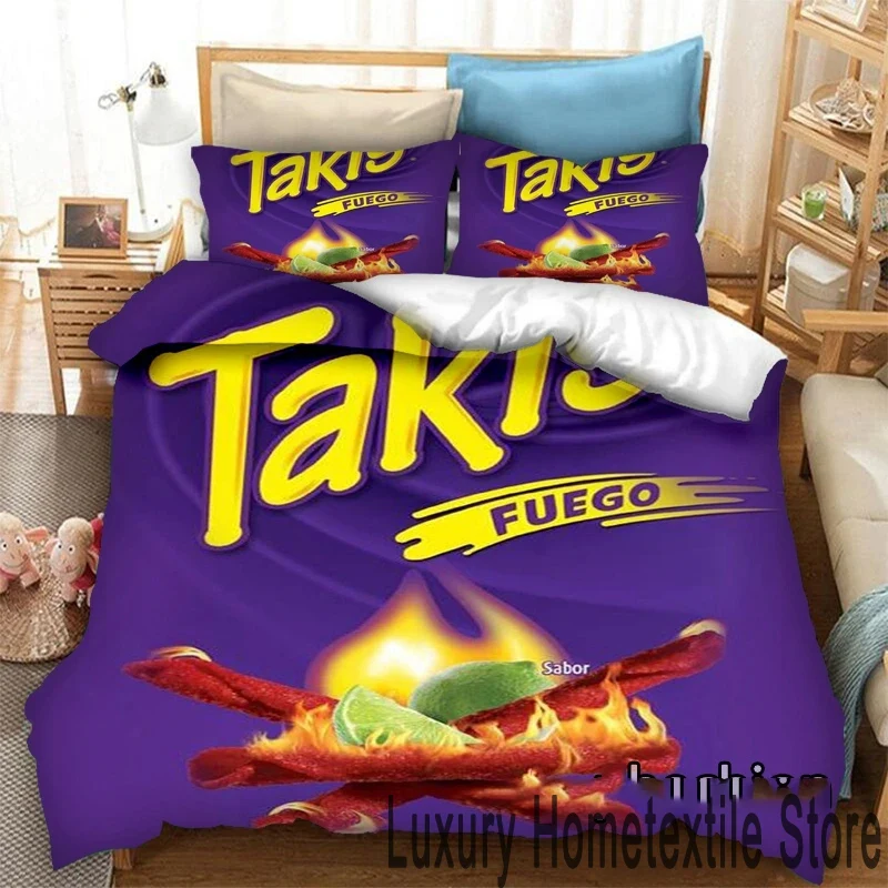 3D Print Snacks Takis Bedding Set,Duvet Cover Comforter Bed Set Quilt Cover Pillowcase,King Queen Twin Size Boys Girls Adults