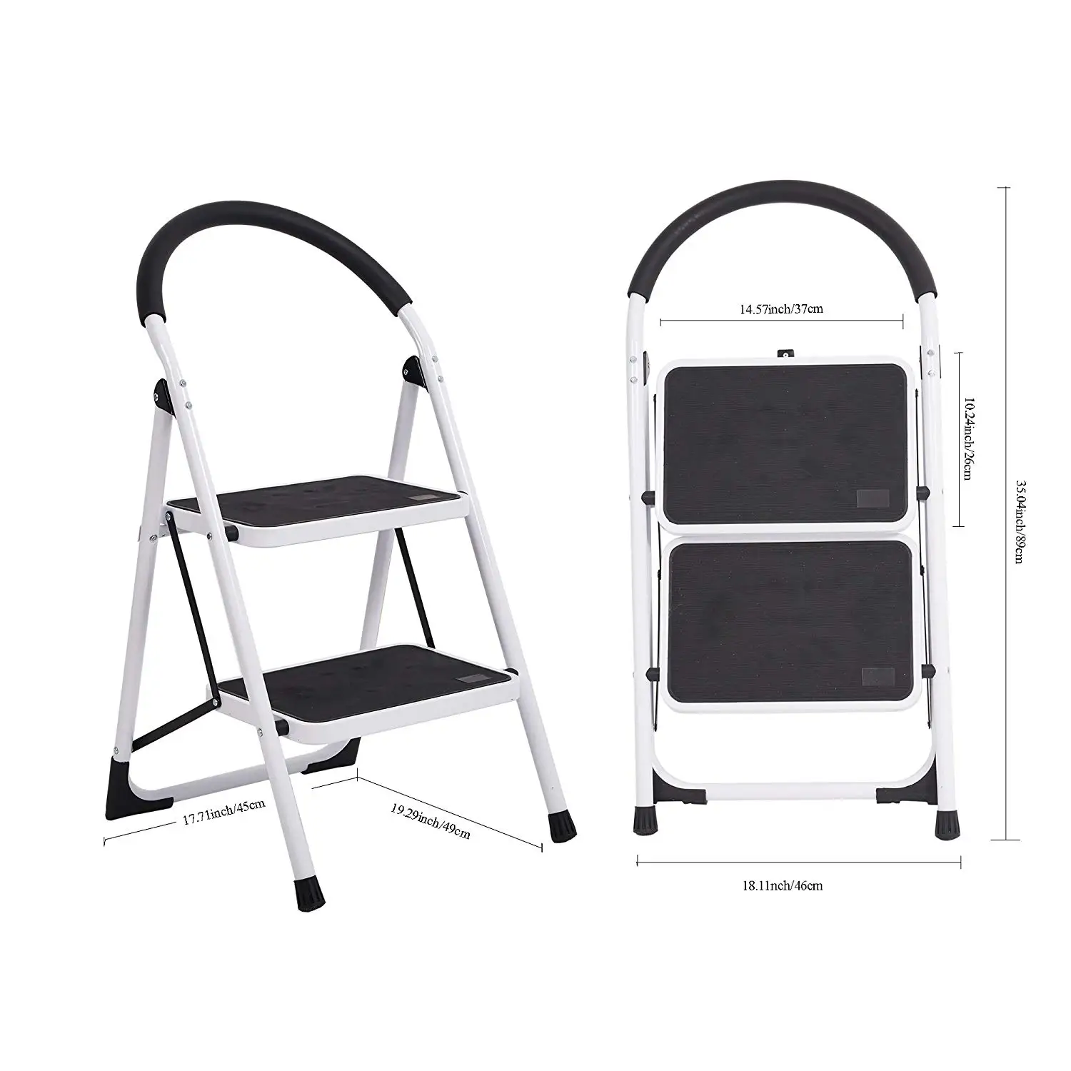 2 Step Folding Dielectric Steel Ladder With Safety Buckle