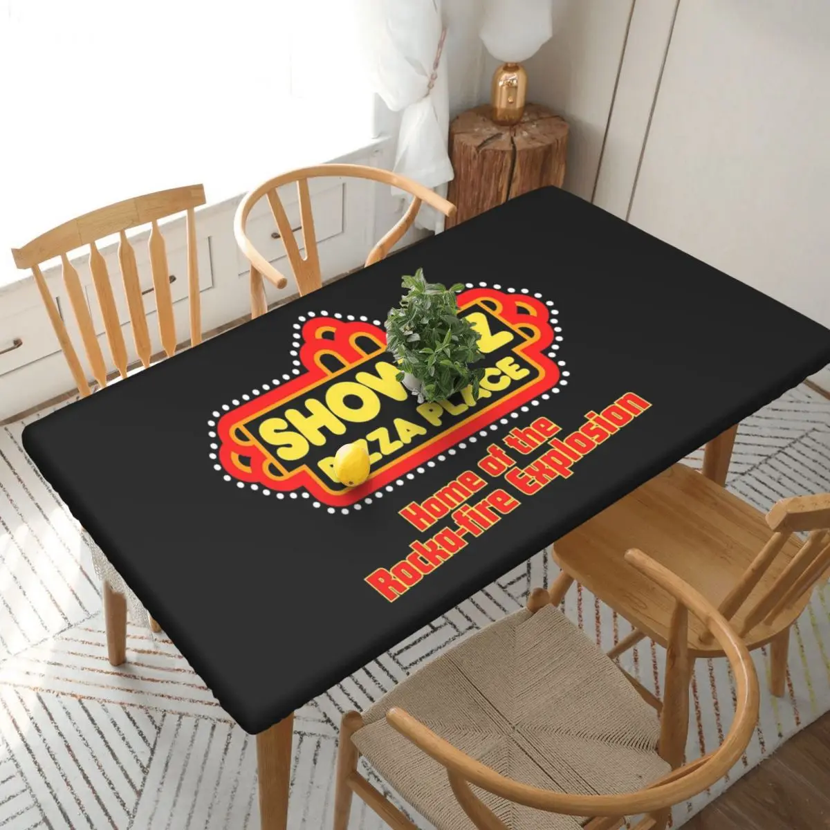 Mantel Rectangular Personalizado con Diseño Retro de Showbiz Pizza Place, Mantel Impermeable para Eventos y Cenas