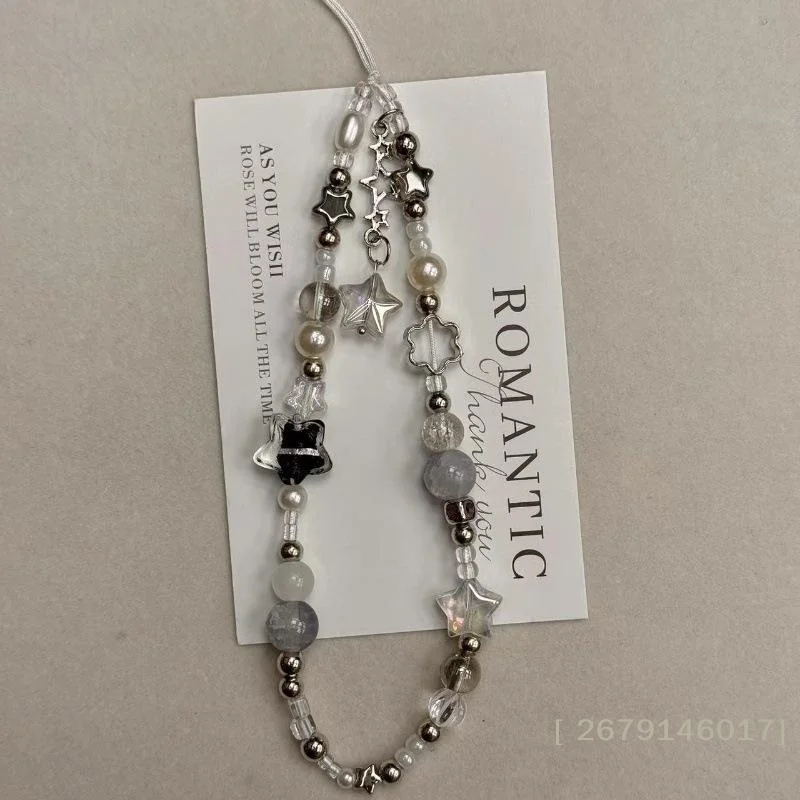 【YY26】Personalized Mobile Phone Chain Ins Style Star Beaded Phone Lanyard Wristband Keychain Y2K Sweet Phone Strap Keychain