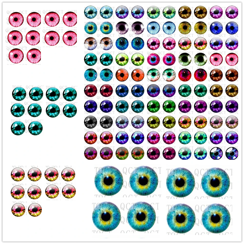 20Pcs 6/8/10/12mm Doll Glass Eye Round Dragon Cat Eyes In Pairs Flatback Cabochons Decoration Keychain DIY Accessories