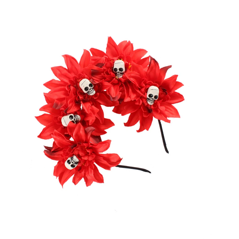 

1pc Skull Decor Hair Headband Party Costume Accessory For Halloween Carnival Masquerade Cosplay Photo Prop s Friends (Red)