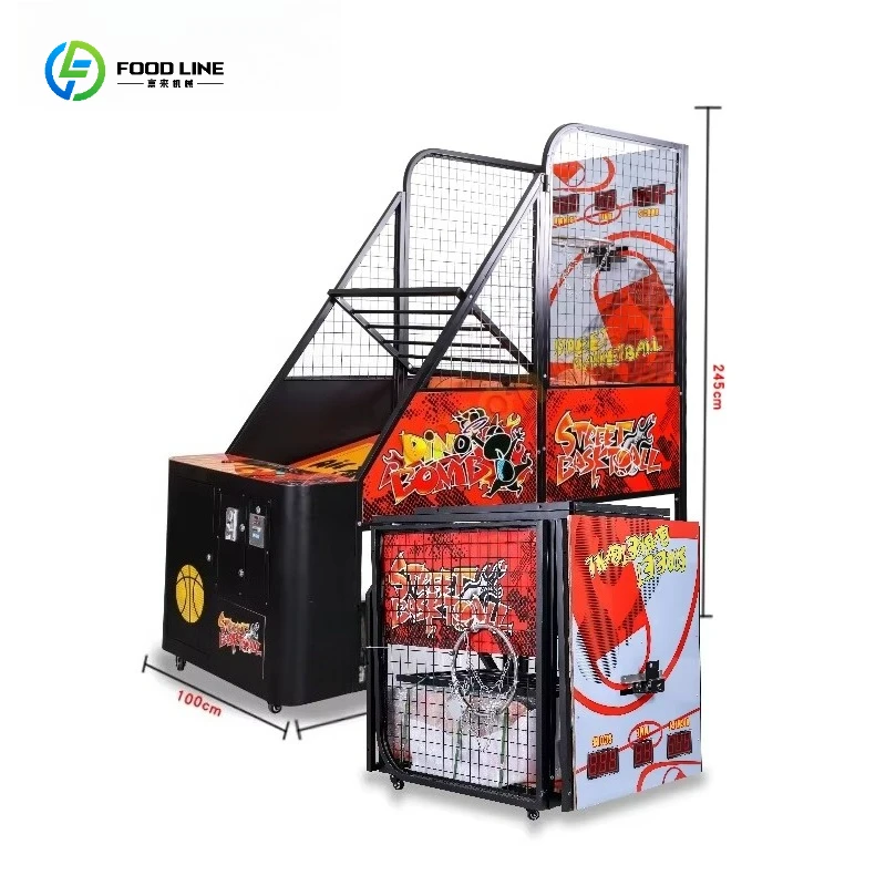 

FL Wholesale Street Hoops Electronic Buy Tokencoin Operated Shooting Basketball Machine Arcade Game with Moving Basket Customize