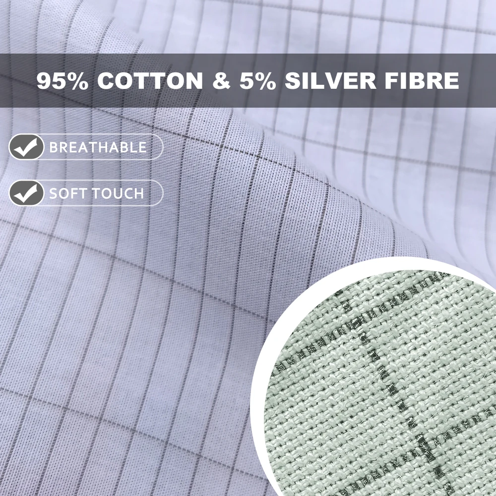 Grounding Sheets Queen Size, 95% Cotton + 5% Pure Silver Fiber, Fitted Earth Sheets with Grounding Cord, Fitted Deep Pocket Up t