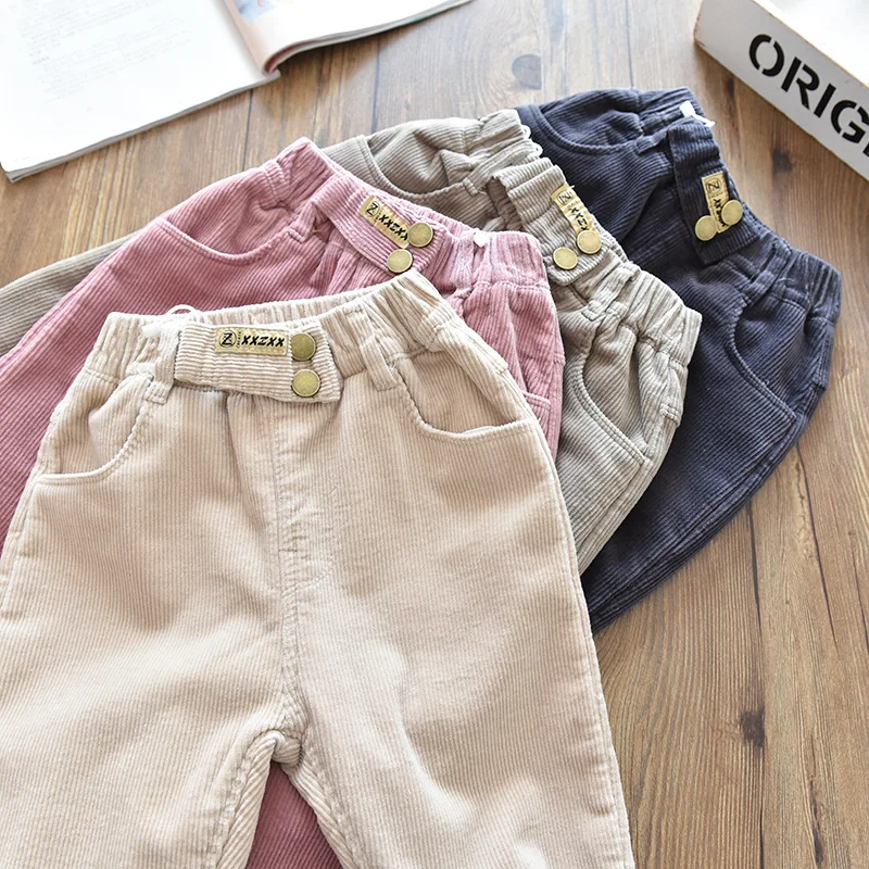 2026 Neue Kinder-Warmhosen Jungen Mädchen Herbst Winter Cord Dicke Sporthosen 1-9 Jahre Kinderkleidung Lässige Hochbund-Hosen – Detail 4