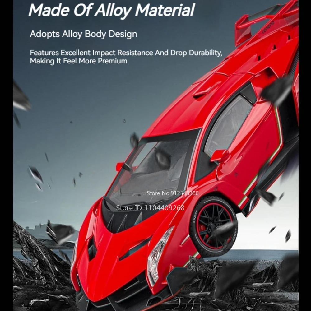 1:24 Veneno LX570 Car Model Toy Alloy Body Music Light High Simulation Telecar Models Exquisite Interior Vehicles Hobby Gifts