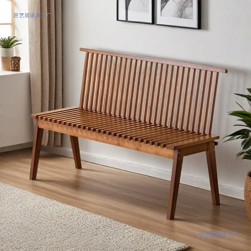 xx-Rectangle Back Chair Dining Court Outdoor Bench Patio Table and Chair Sofa Long^